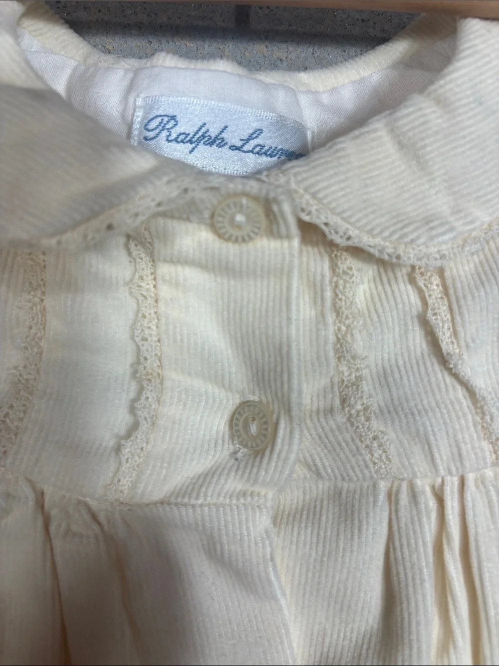 Ralph Lauren Ivory Baby Dress with Lace Accents
